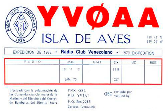 QSL YV0-AA 1979