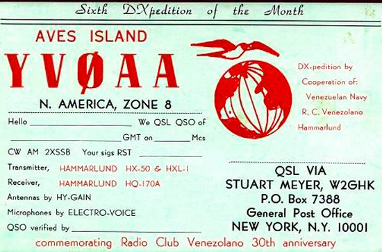 QSL YV0-AA 1963